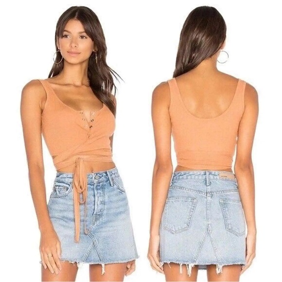 Privacy Please Tops - PRIVACY PLEASE Revolve Yellow Orion Wrap Tank Top